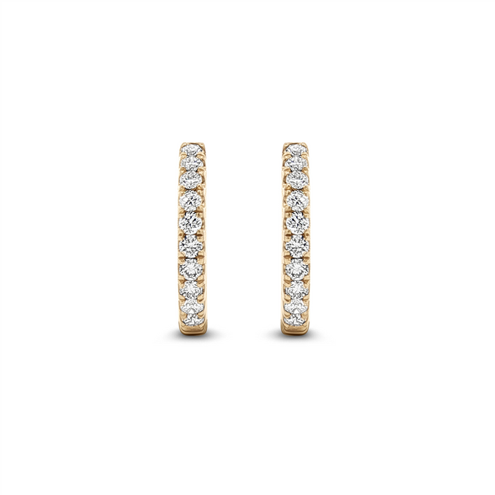 14K Yellow Gold Natural Diamond Huggie Earrings – 12 × 1.8mm, approx. 0.24 CTW, 1.55g