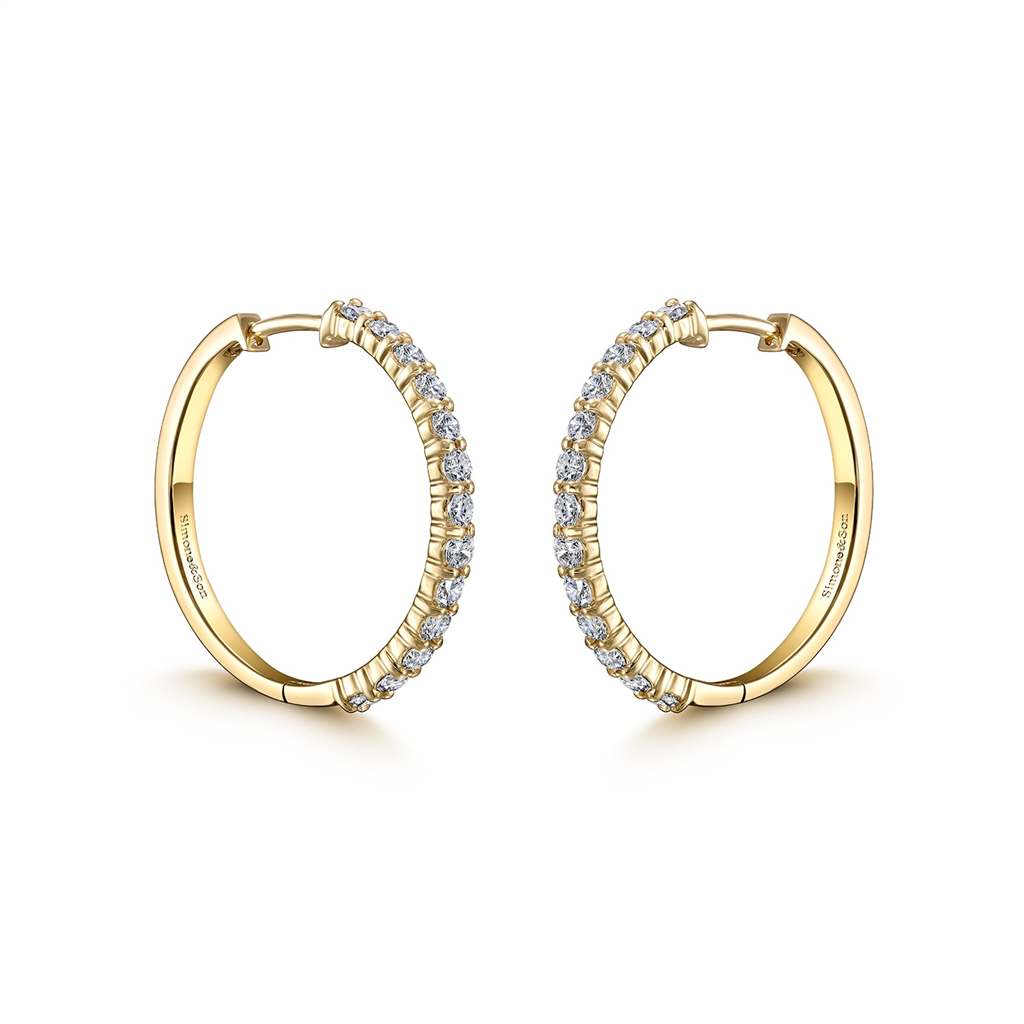 14K Yellow Gold Diamond Hoop Eearings 0.91ctw.