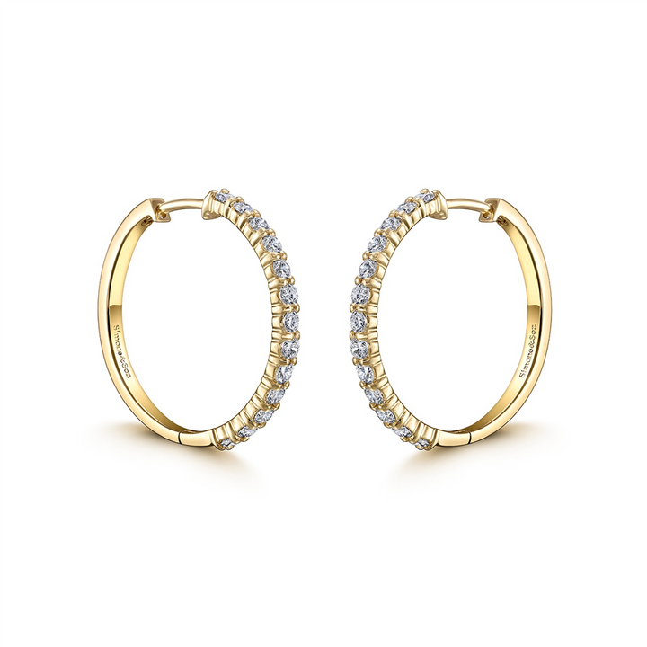 14K Yellow Gold Diamond Hoop Eearings 0.91ctw.