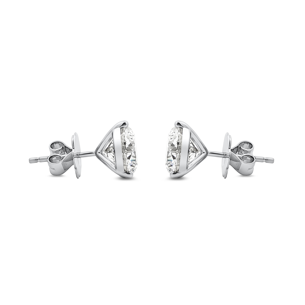14K White Gold Round Lab Grown Diamond Stud Earrings – 4.03ctw.