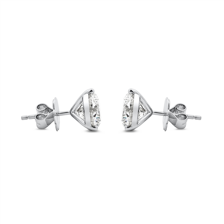 14K White Gold Round Lab Grown Diamond Stud Earrings – 4.03ctw.