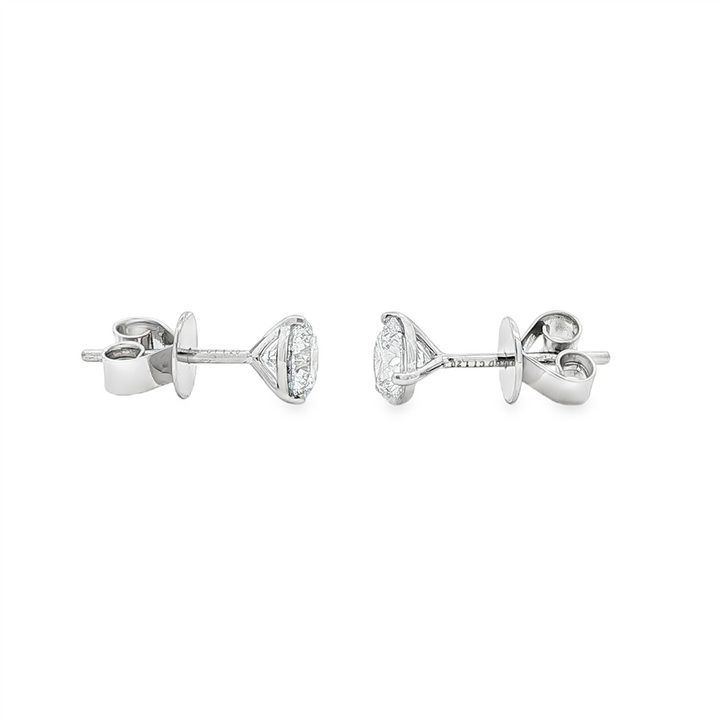 14K White Gold Lab Diamond Stud Earrings – 1.26ctw, D VS1, Martini Setting, 1.5g