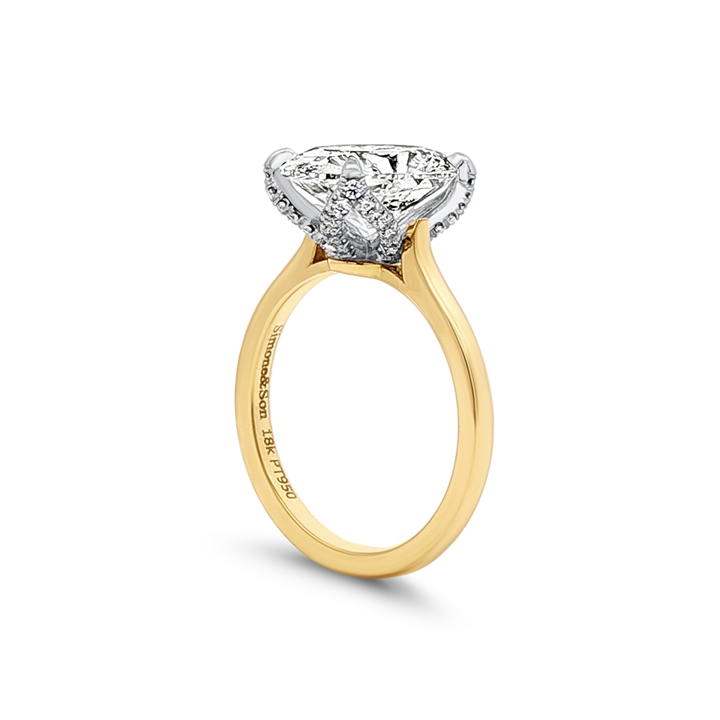 18K Yellow Gold & Platinum Natural Diamond Semi-Mount Engagement Ring