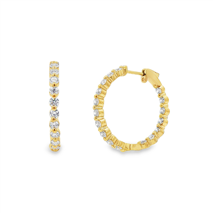 14K Yellow Gold Inside-Out Lab Diamond Hoop Earrings – 27.3x3mm, 3.03ctw, 7.8g