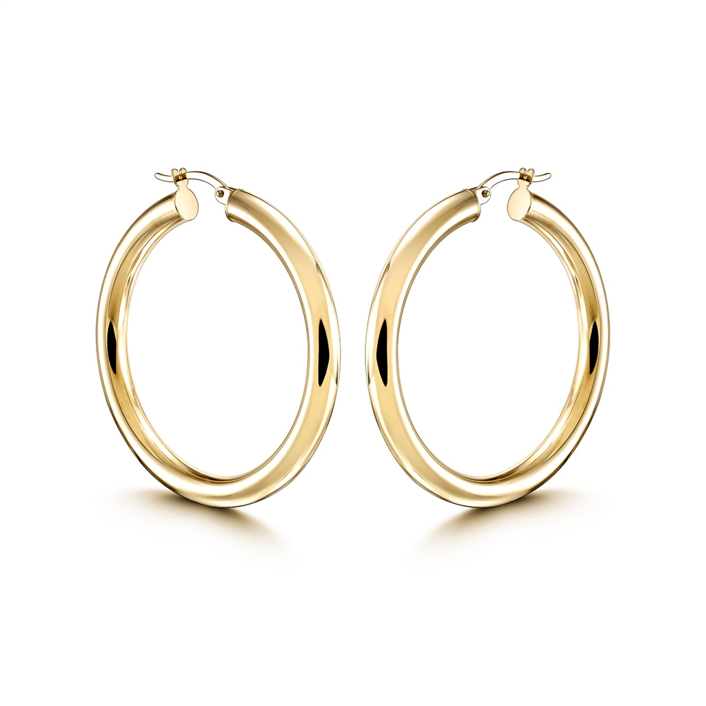 14K Yellow Gold Light Hoop Earrings (4x30mm)