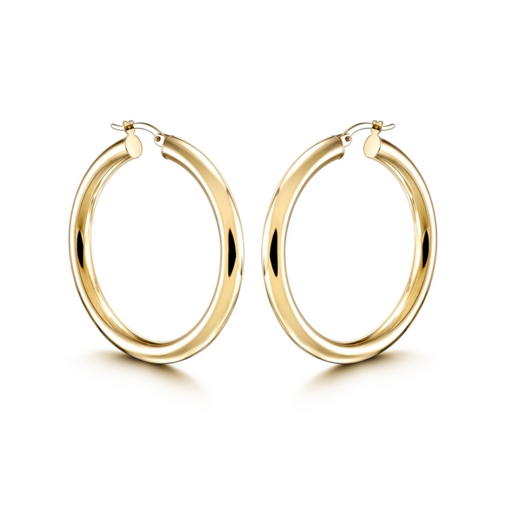 14K Yellow Gold Light Hoop Earrings (4x30mm)
