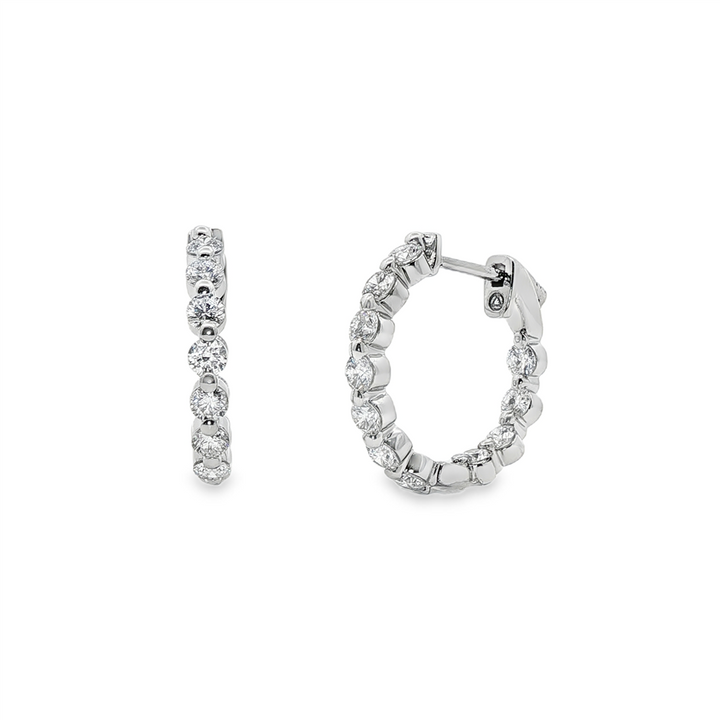 14K White Gold Inside-Out Lab Diamond Hoop Earrings – 19.8x3mm, 1.96ctw, 5g