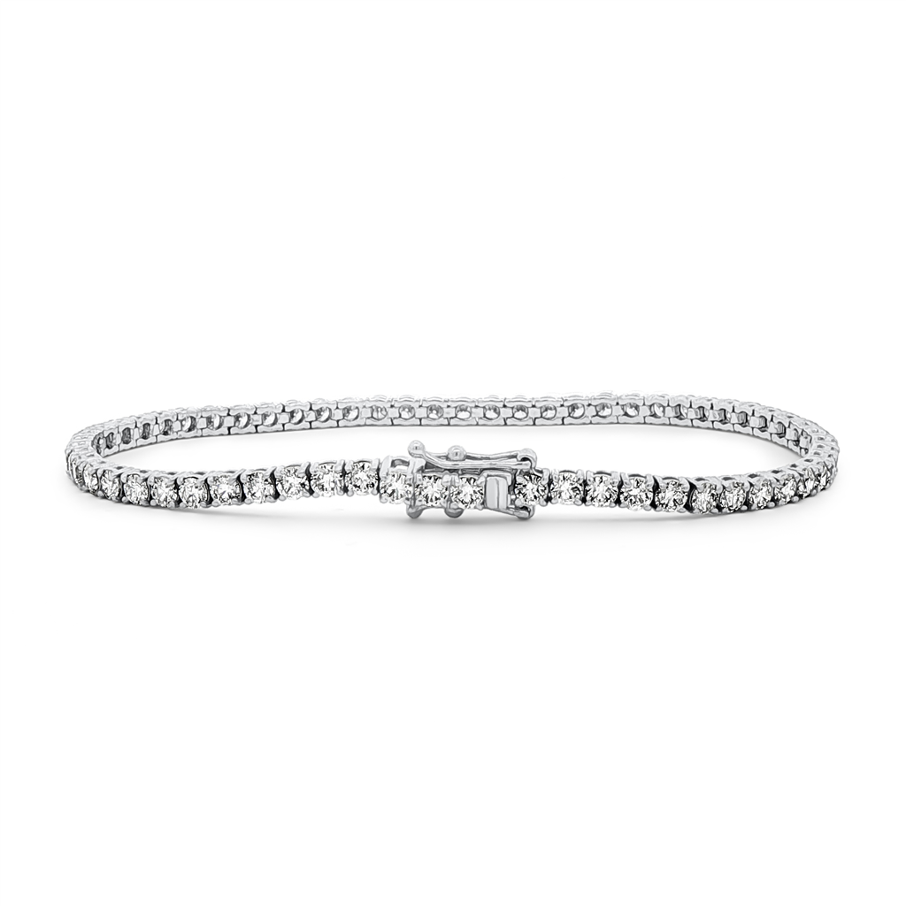 14K White Gold Natural Diamond Tennis Bracelet – 5.10 CTW, 7"