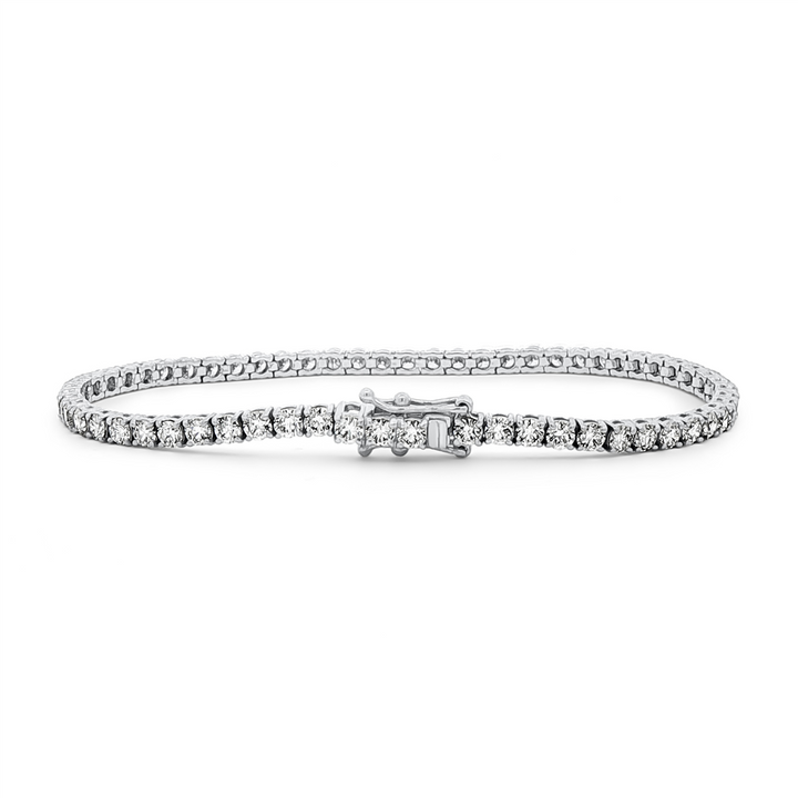 14K White Gold Natural Diamond Tennis Bracelet – 5.10 CTW, 7"