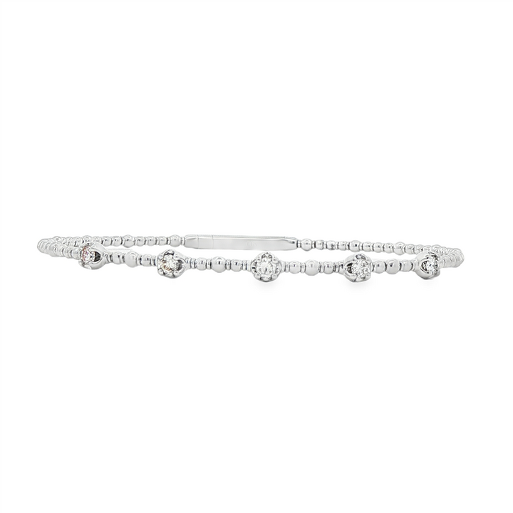 14K White Gold 5 Diamond Flexi Bangle 0.35ctw.