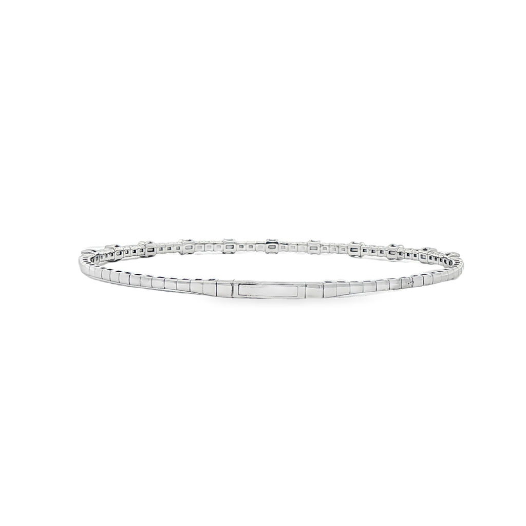 14K White Gold Two-Size Half Diamond Flexi Bracelet – 1.00ctw.
