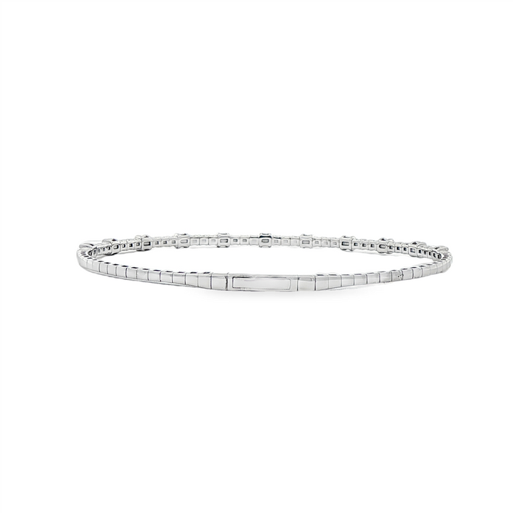 14K White Gold Two-Size Half Diamond Flexi Bracelet – 1.00ctw.