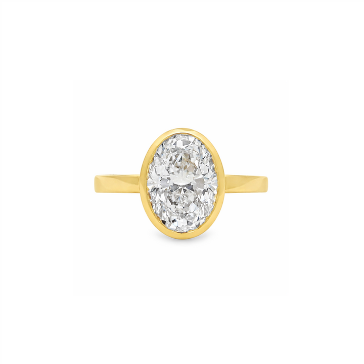 14K Yellow Gold Bezel Engagement Ring with IGI-Certified Lab-Grown Oval Diamond – 2.95ct.