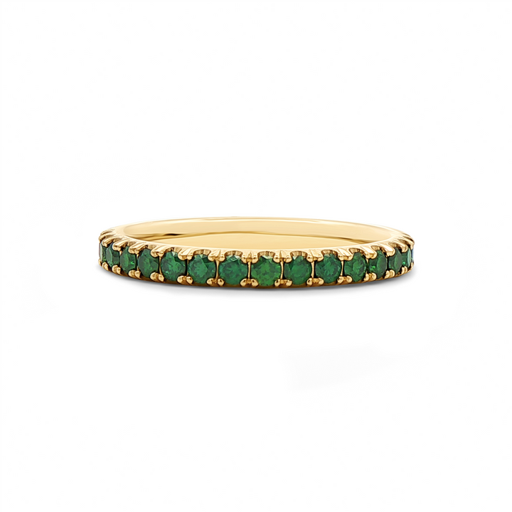 14K Yellow Gold Forest Green Natural Diamond Band – 0.46ctw, RN-149, Size 6.5, 2.7g