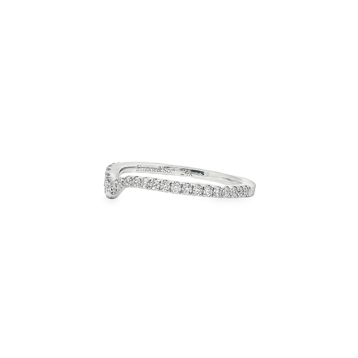 14K White Gold Natural Diamond Chevron Wedding Band – 0.26ctw.