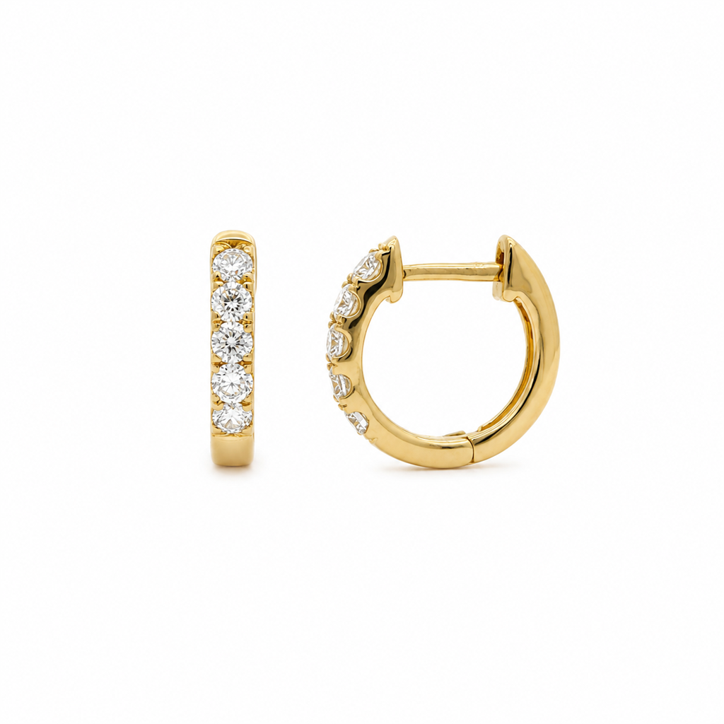 14K Yellow Gold 0.32ctw Natural Diamond Huggie Earrings
