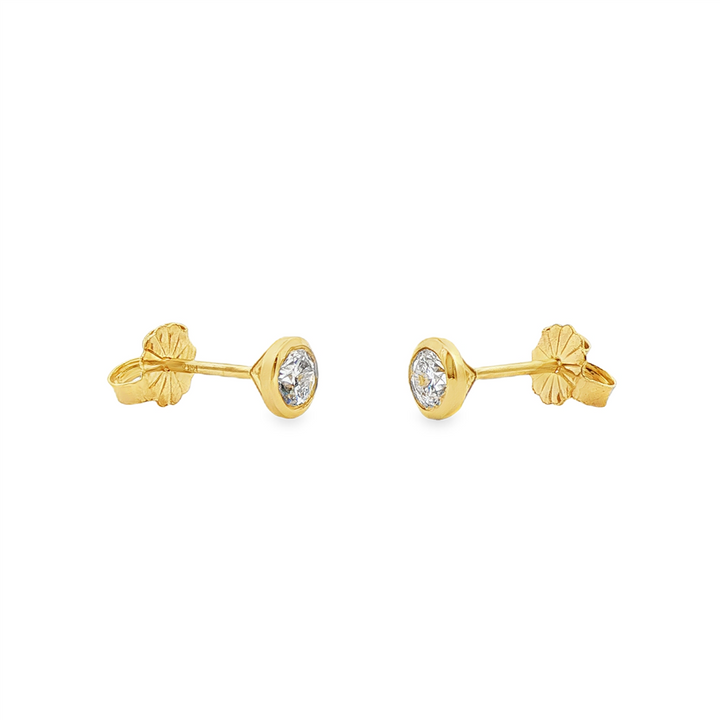 14K Yellow Gold Lab Diamond Bezel Stud Earrings – 0.53ctw, VVS2–VS1, D–E