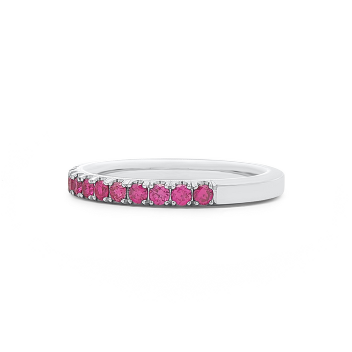 14K White Gold Rose Pink Natural Diamond Band – 2.3mm