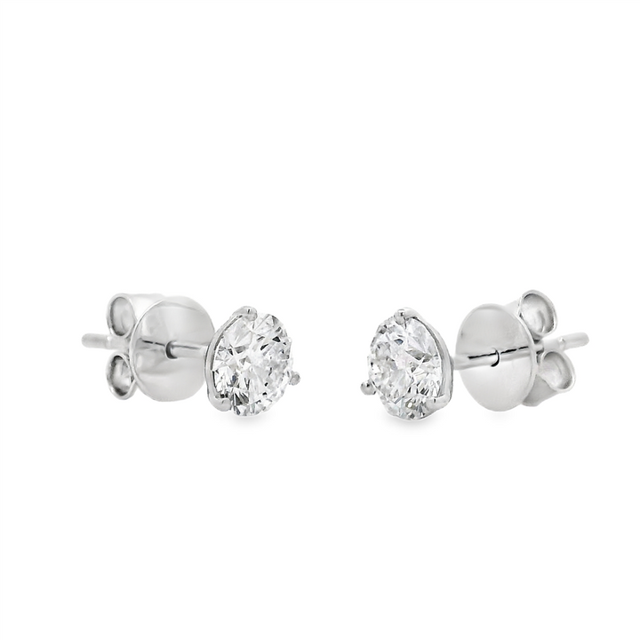 14K White Gold 1.06ctw Round Lab Grown Diamond Stud Earrings – VVS2, D