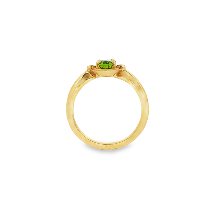 14K Yellow Gold Peridot & Natural Diamond Ring