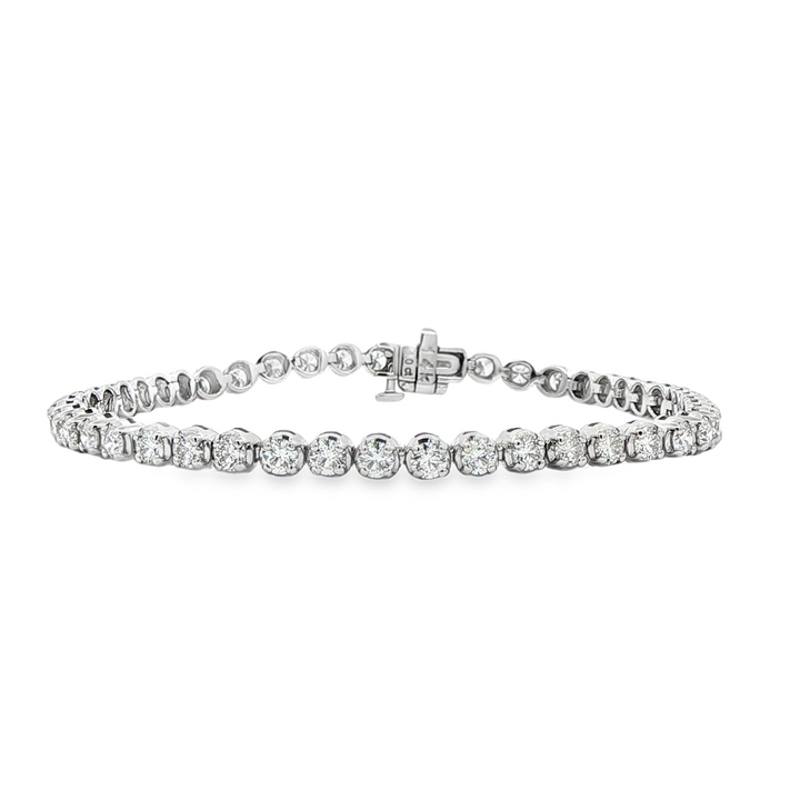 14K White Gold 3.7mm Natural Diamond Tennis Bracelet – 4.00ctw.