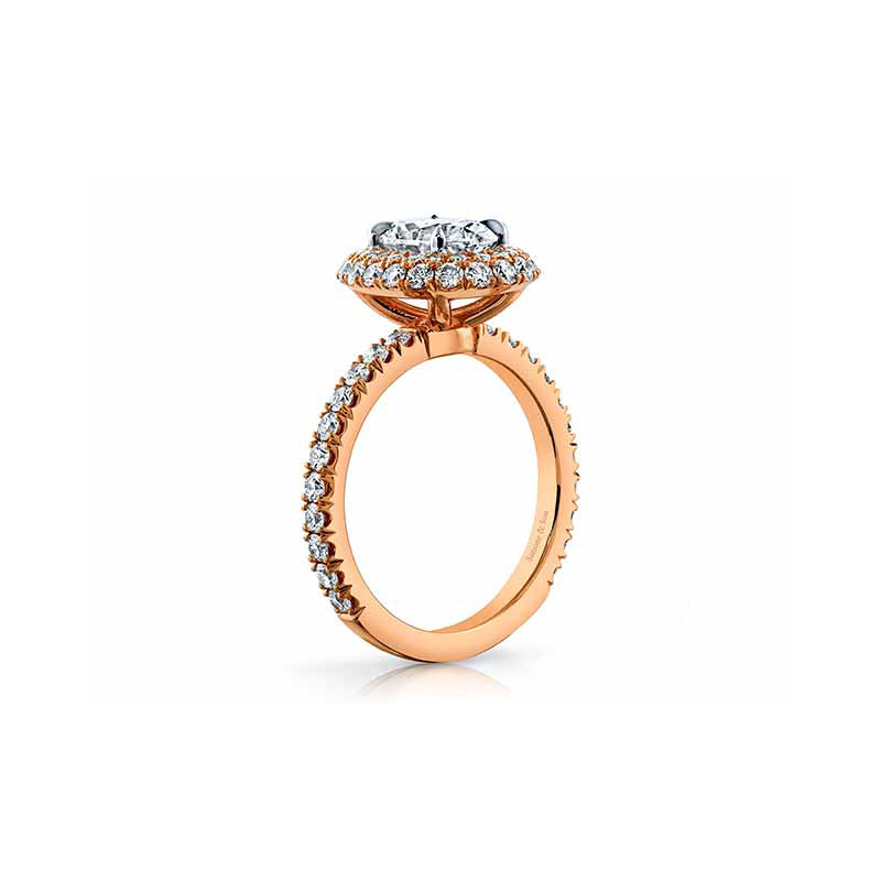 14k Rose Gold - Oval Infinity Halo Diamond Engagement Ring Setting