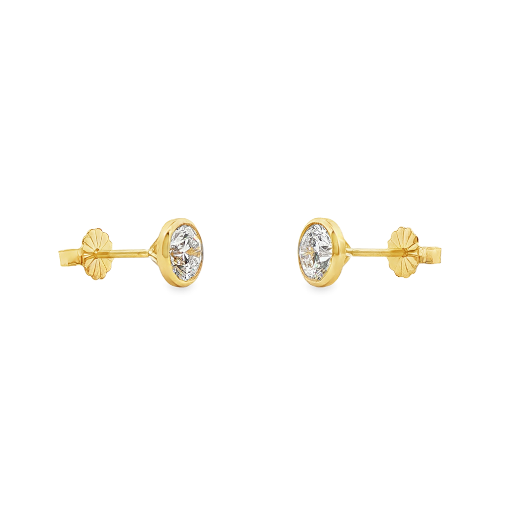 14K Yellow Gold Lab Diamond Bezel Stud Earrings – 1.03ctw, VVS2-D, IGI Certified