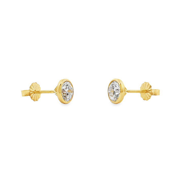 14K Yellow Gold Lab Diamond Bezel Stud Earrings – 1.03ctw, VVS2-D, IGI Certified