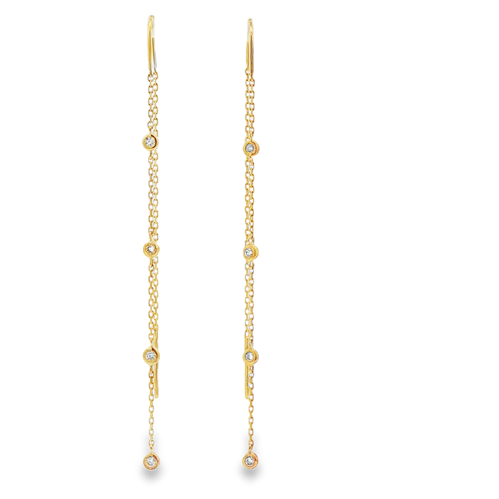 14K Yellow Gold Diamond Bezel Threader Earrings – 0.24ctw