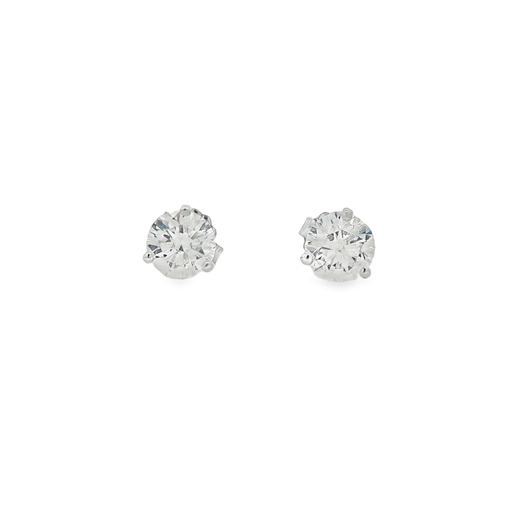 14K White Gold Natural Diamond Stud Earrings – 1.61ctw, GIA Certified, 1.1g