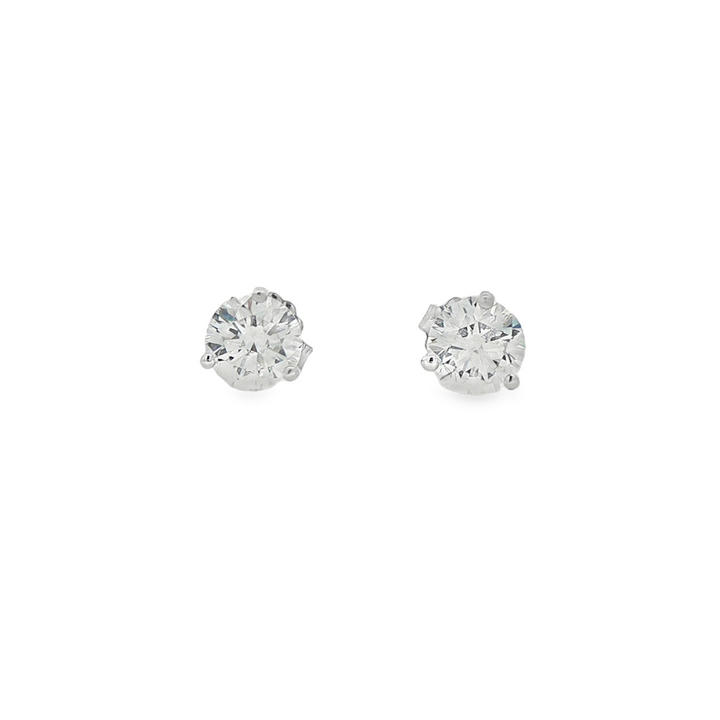14K White Gold Natural Diamond Stud Earrings – 1.61ctw, GIA Certified, 1.1g