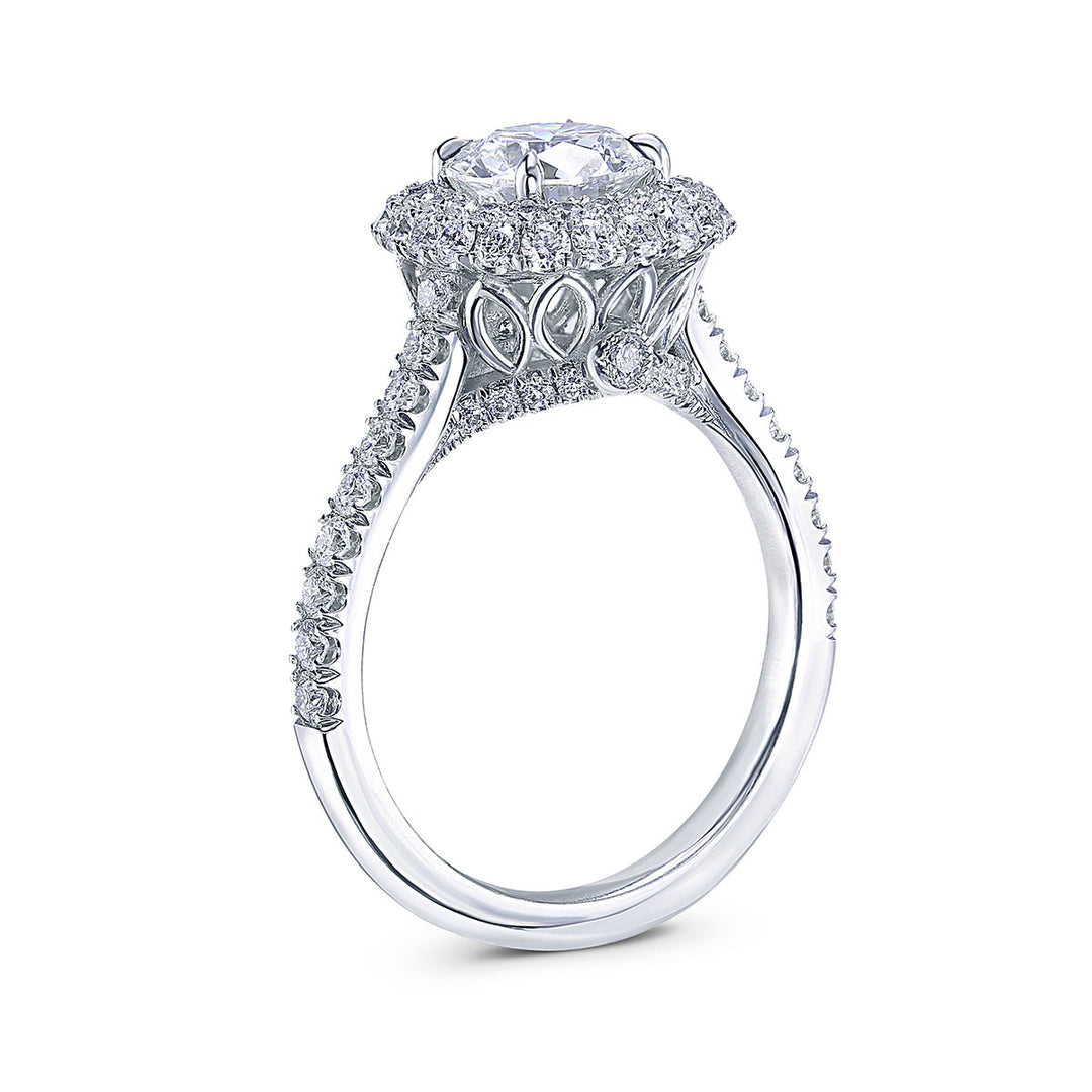 14k White Gold - Diamond Infinity Halo Engagement Ring Setting