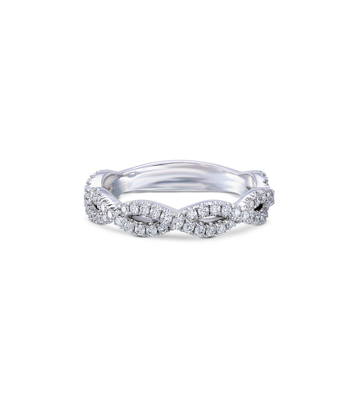 14k White Gold - Three Quarter Diamond Twist Band .51ctw