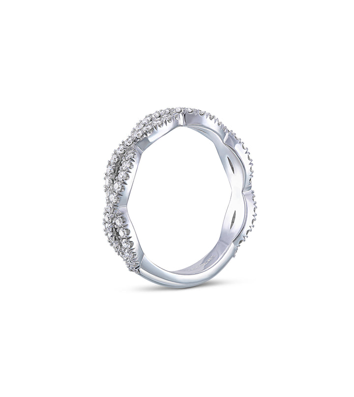 14k White Gold - Three Quarter Diamond Twist Band .51ctw