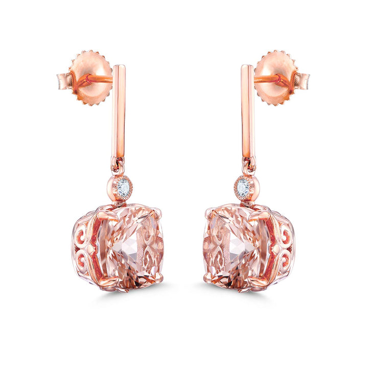 14k Rose Gold Earrings - Featuring 3.19ctw Morganites With Diamonds