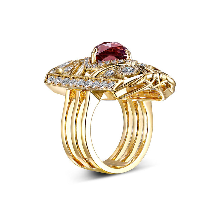 18k Yellow Gold Diamond Ring - Featuring A 5.79ct Zircon