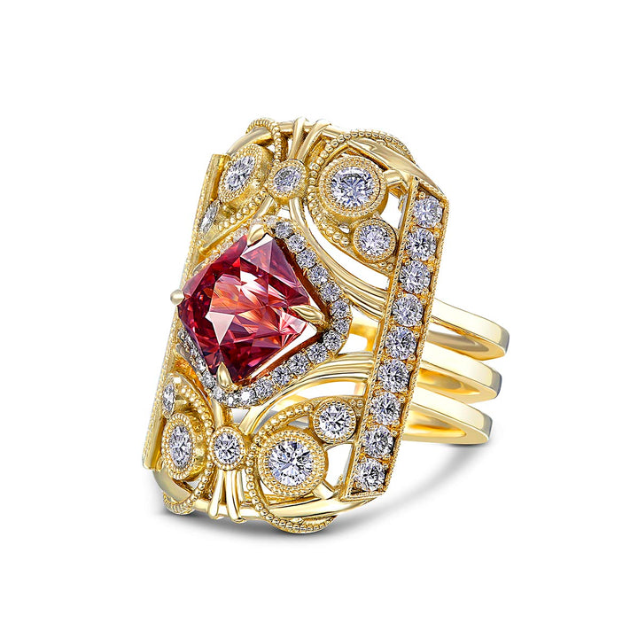 18k Yellow Gold Diamond Ring - Featuring A 5.79ct Zircon