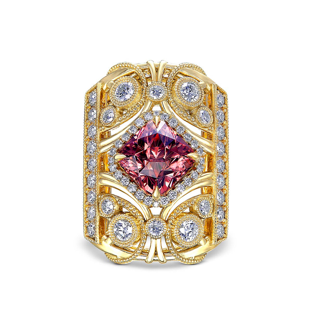 18k Yellow Gold Diamond Ring - Featuring A 5.79ct Zircon