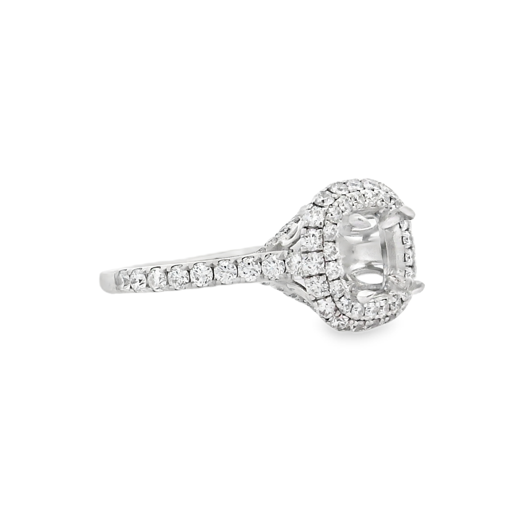 18K White Gold "Bloom" Diamond Semi-Mount Engagement Ring – 0.87ctw.