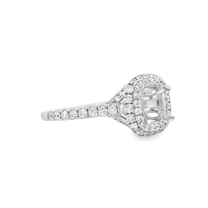 18K White Gold "Bloom" Diamond Semi-Mount Engagement Ring – 0.87ctw.