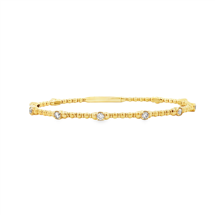 14K Yellow Bubble Bezel Diamond Flexi Bangle – 3.2mm, 0.60ctw, 7.2g