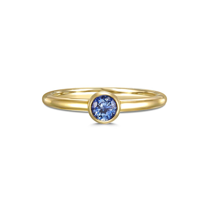 14k Yellow Gold Ring - Bezel Set Blue Sapphire