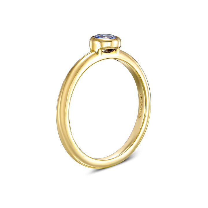 14k Yellow Gold Ring - Bezel Set Blue Sapphire