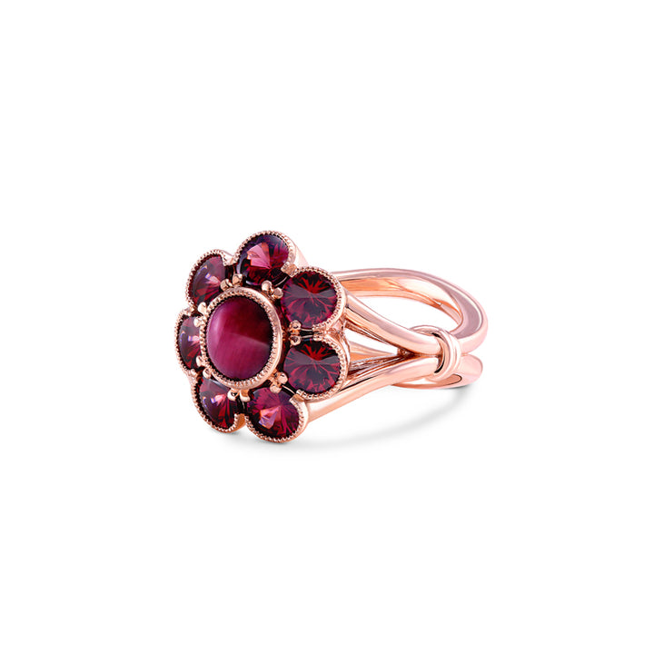 14k Rose Gold - Star Ruby & Garnet Ring