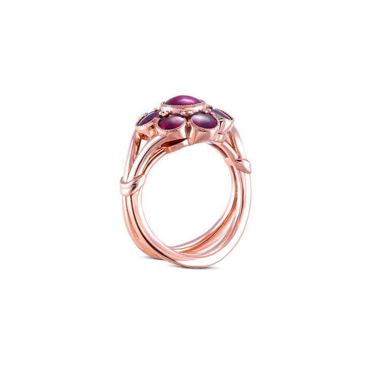 14k Rose Gold - Star Ruby & Garnet Ring