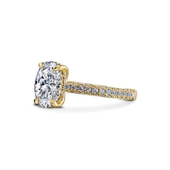 18K Yellow Gold Three Row Pave Semi-Mount Engagement Ring 0.78ctw.