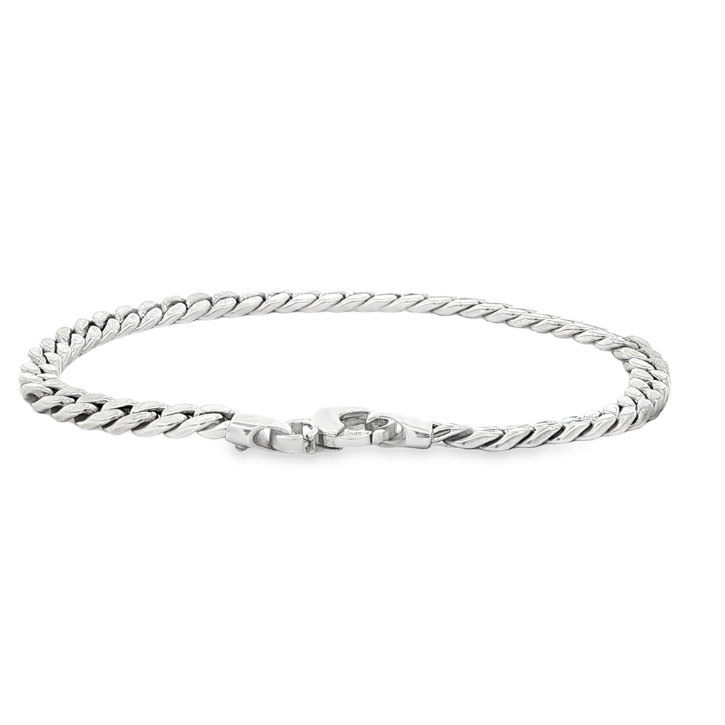 14K White Gold Hollow Flat Curb Link Bracelet – 4.3mm, 7", 5.3g