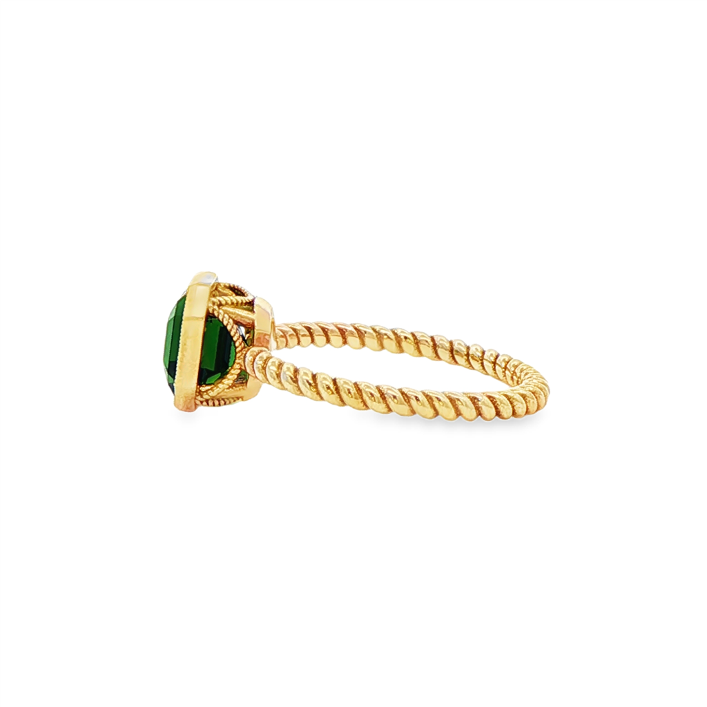 14K Yellow Gold Green Tourmaline Bezel Ring – 2.10ct