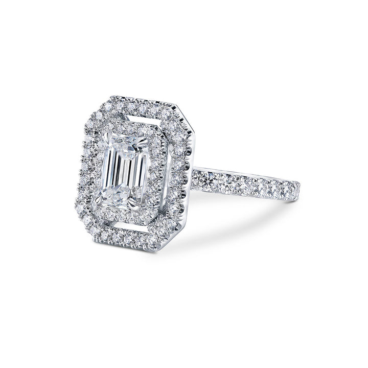 18k White Gold - 1.70ct Emerald Cut Diamond Engagement Ring