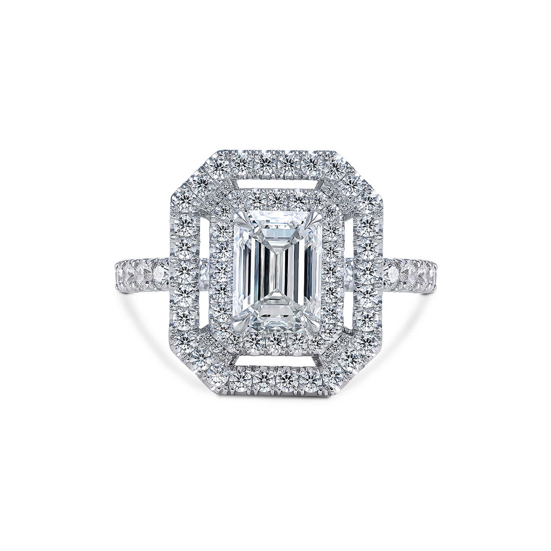 18k White Gold - 1.70ct Emerald Cut Diamond Engagement Ring